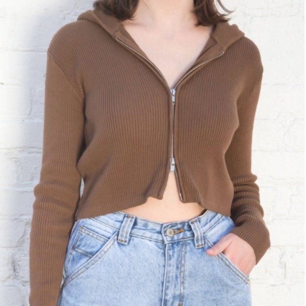 Brandy Melville - Brown Crop Hoodie